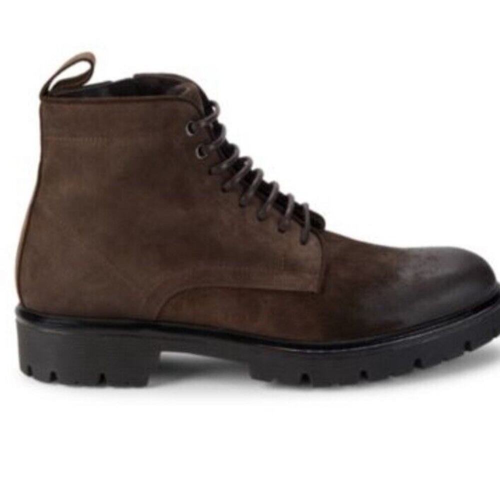 Good Man Brand Men Modern City Boot Lace-Up Brown Fine Suede Ankle Boots 10.5